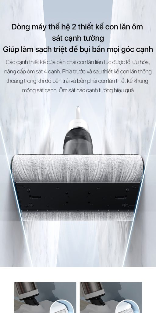 Máy hút bụi không dây Deerma VX910W con lăn ôm sát cạnh