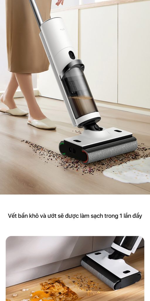 Máy hút bụi không dây Deerma VX910W làm sạch vết bẩn khô và ướt