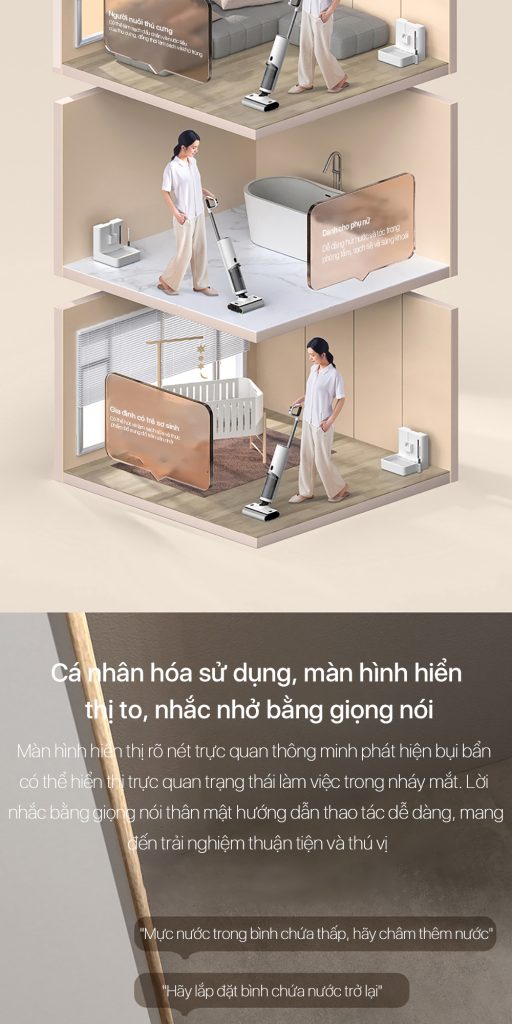 Máy hút bụi không dây Deerma VX910W cá nhân hóa trải nghiệm