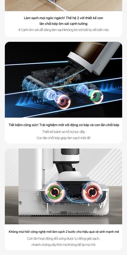 Máy hút bụi bàn cao cấp chải đôi không dây Deerma VX910W