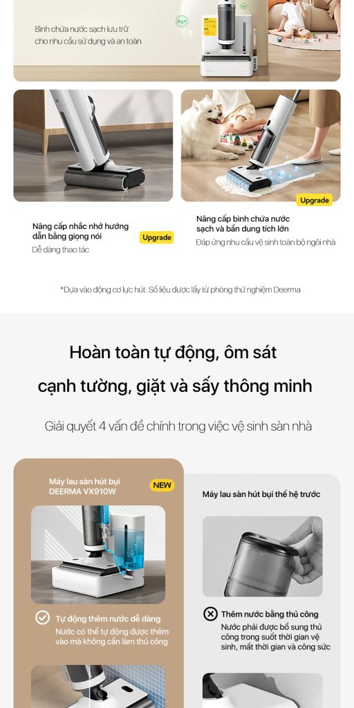 Máy hút bụi bàn cao cấp chải đôi không dây Deerma VX910W