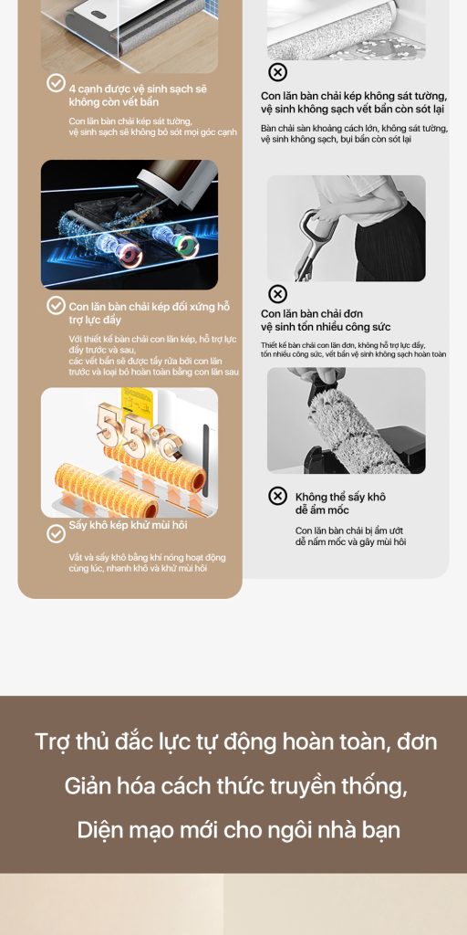 Máy hút bụi bàn cao cấp chải đôi không dây Deerma VX910W