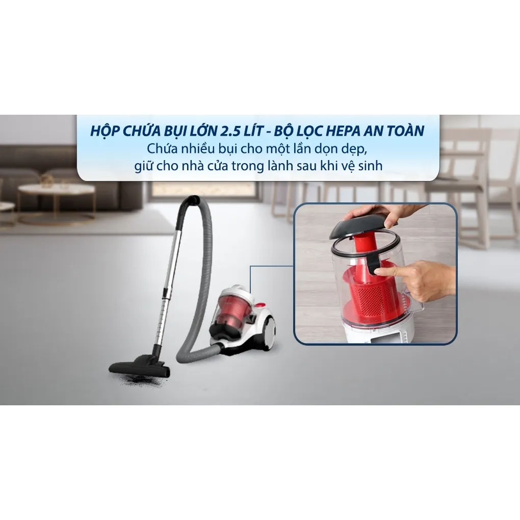 Máy hút bụi khô và ướt Deerma TJ310W hộc chứa bụi và bộ lọc